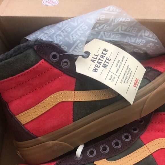 New Vans Sk8 Hi 46 All Weather MTE DX Poinsettia Red Green Gumsole Shoes Size 6 - Picture 10 of 15
